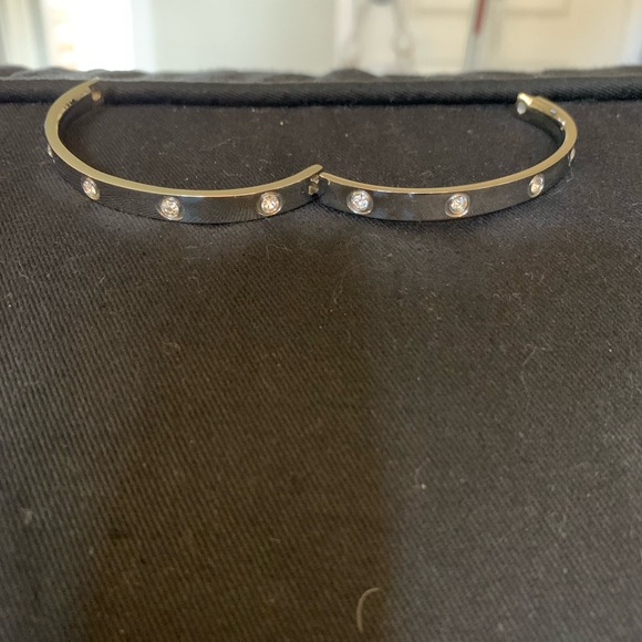 Silver & Co. Stainless Steel & Crystal Hinge Bracelet - Picture 3 of 4